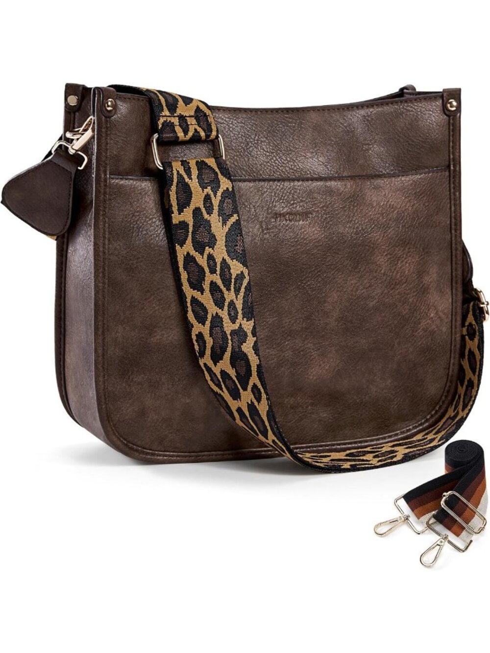 Trendy Vegan Leather Crossbody Bags for Women - Adjustable Guitar Strap Hobo